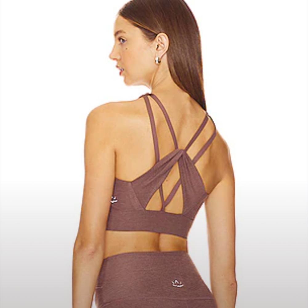 Beyond Yoga Mauve Brown Strappy Back Sports Bra